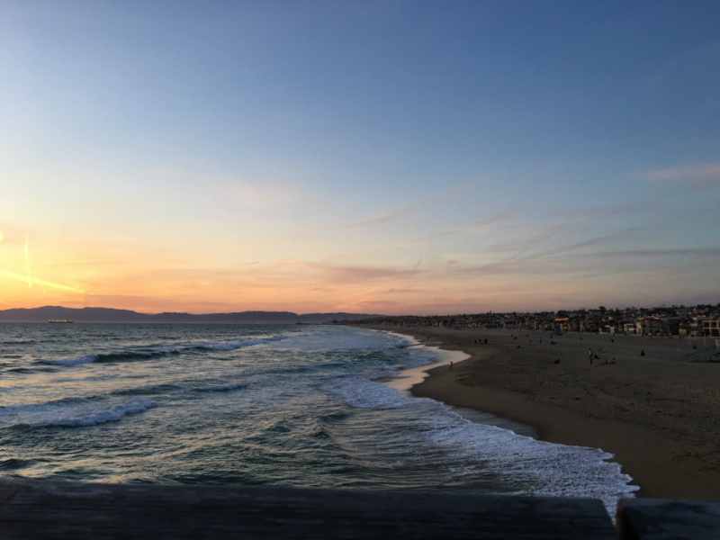 Sunset view on the pier in Hermosa Beach