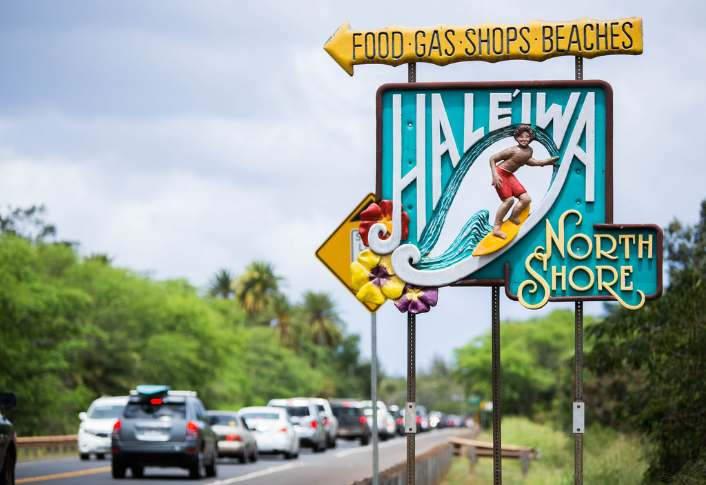 Roadside sign in Hale'iwa, HI